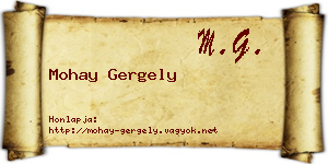 Mohay Gergely névjegykártya